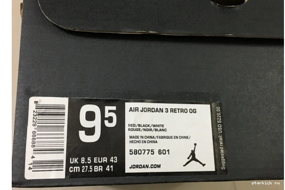 88 JORDAN 3 580775-601 RETRO AIR 580775-601 0515